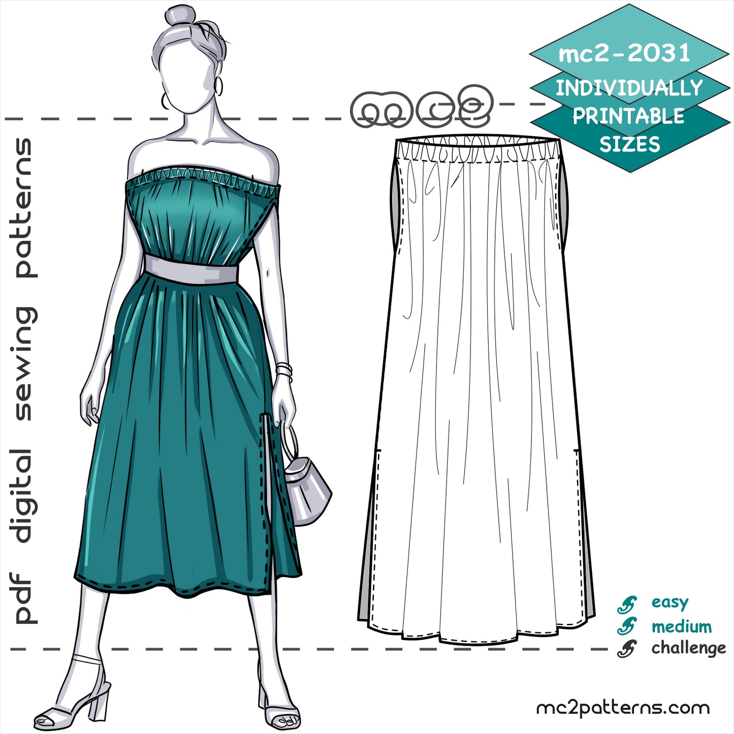 Loose-fit Bardot Dress with Side Slits