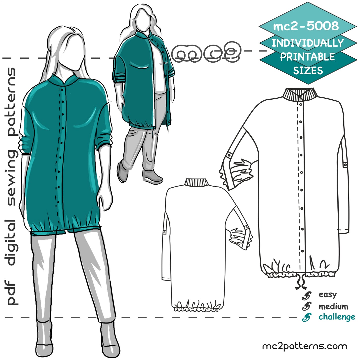 Bomber-style Long Jacket / NO-lining / mc2-5008