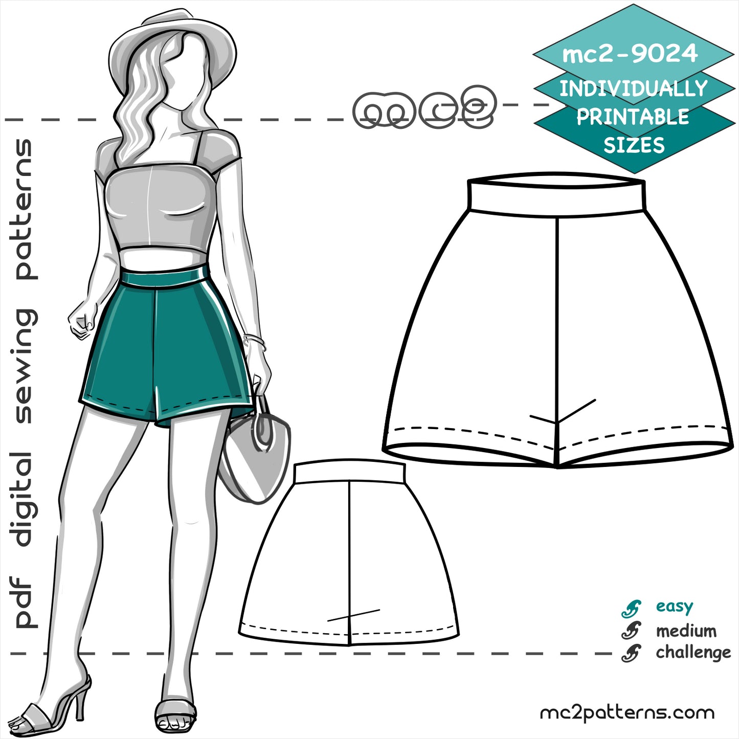 Minimalistic High-waist Flared Jersey Shorts