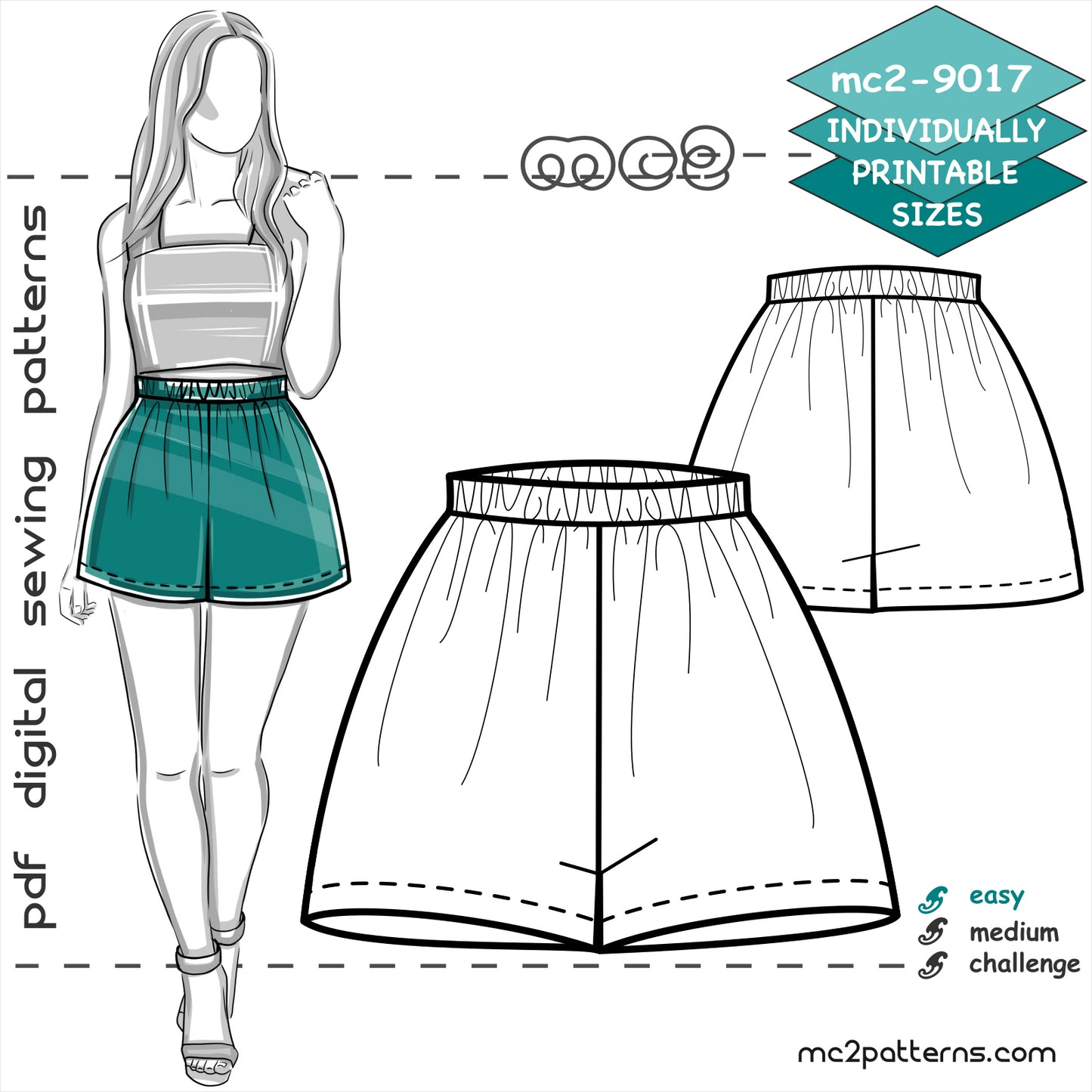 Minimalistic High-waist Flared Shorts with Elasticated Waistband