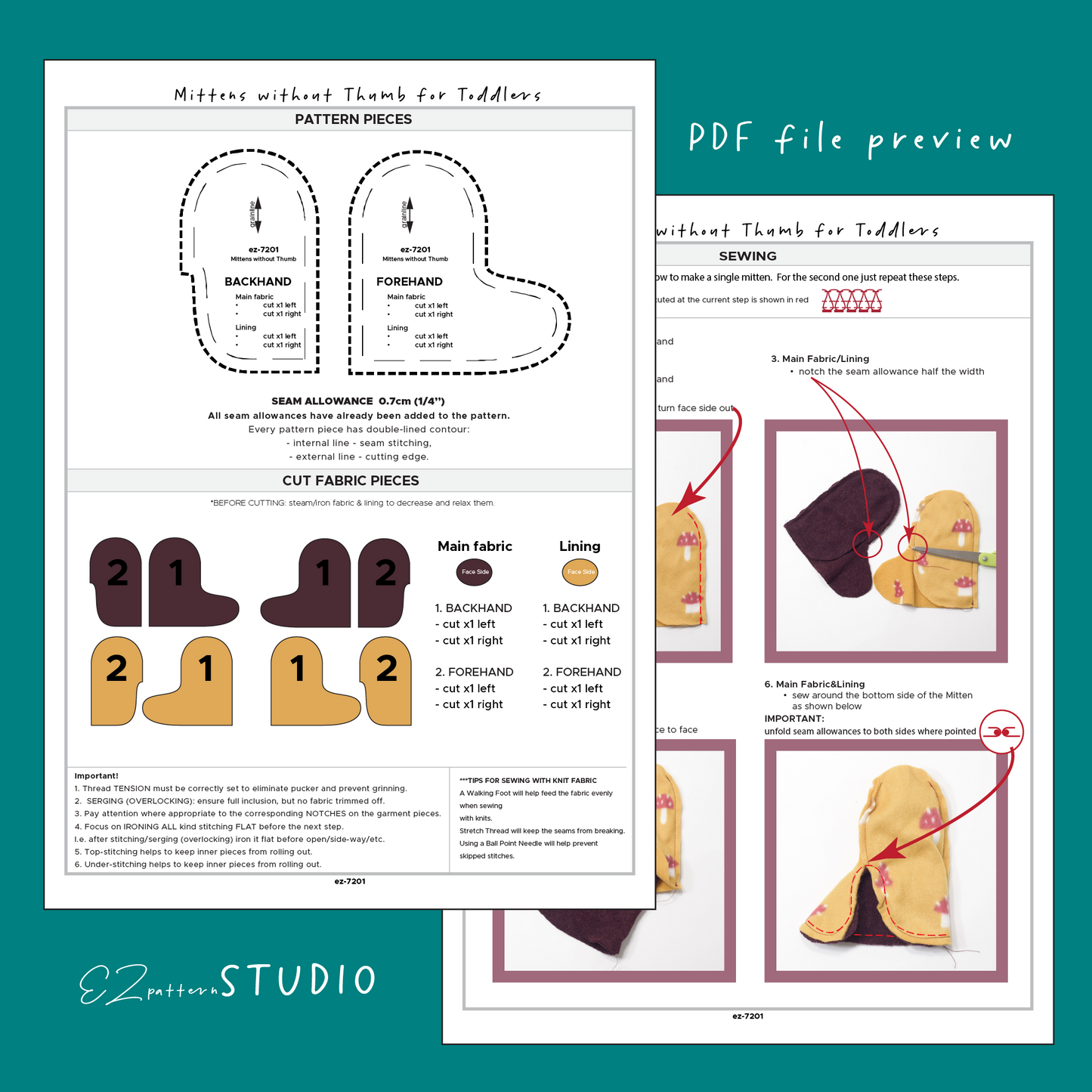 for Toddlers: Simple Mittens without Thumb