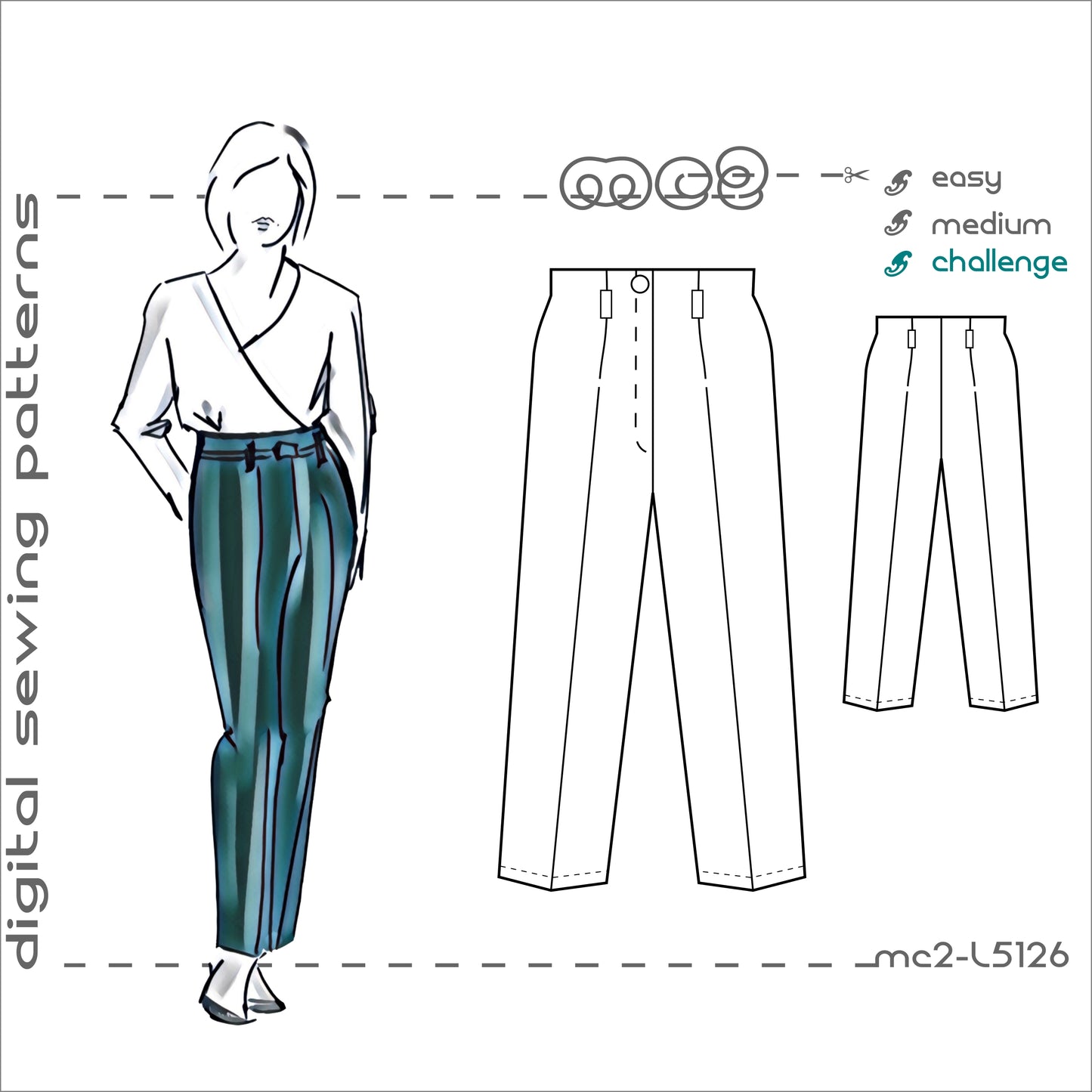 Classic Highwaisted Trousers with Built-on-Waistband
