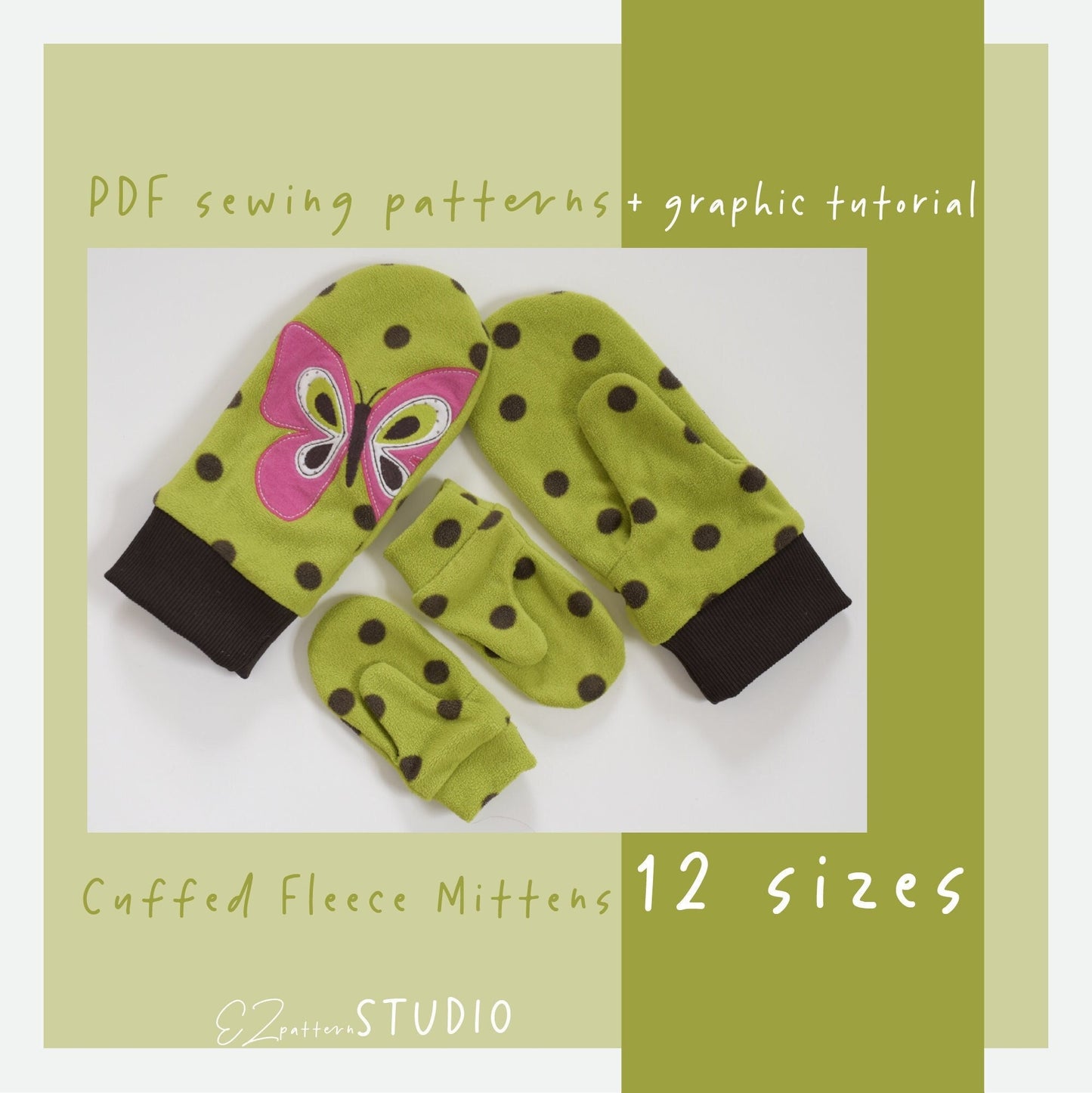 Cuffed Fleece Mittens for Children/Teens/Adults – 12 Sizes