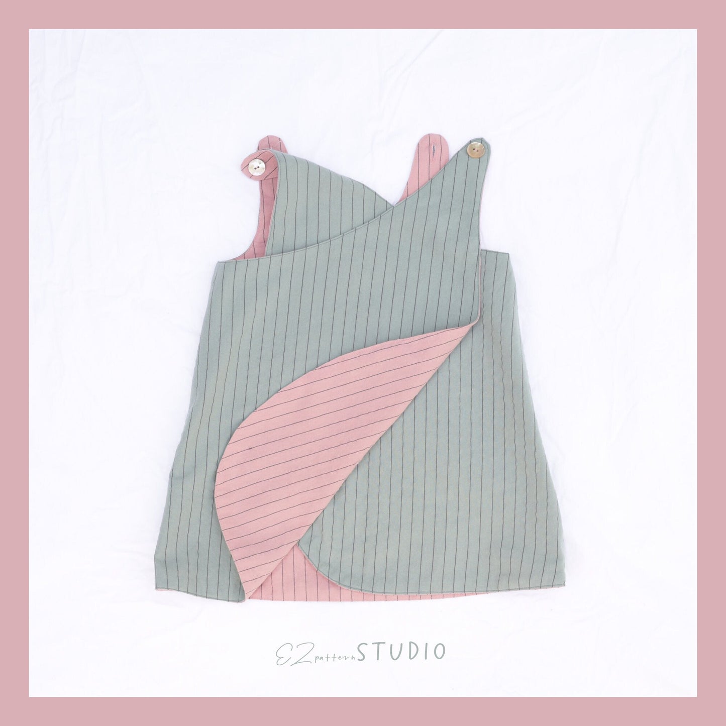 for Kids: Cross-back Reversible Pinafore Apron/Dress with Pocket