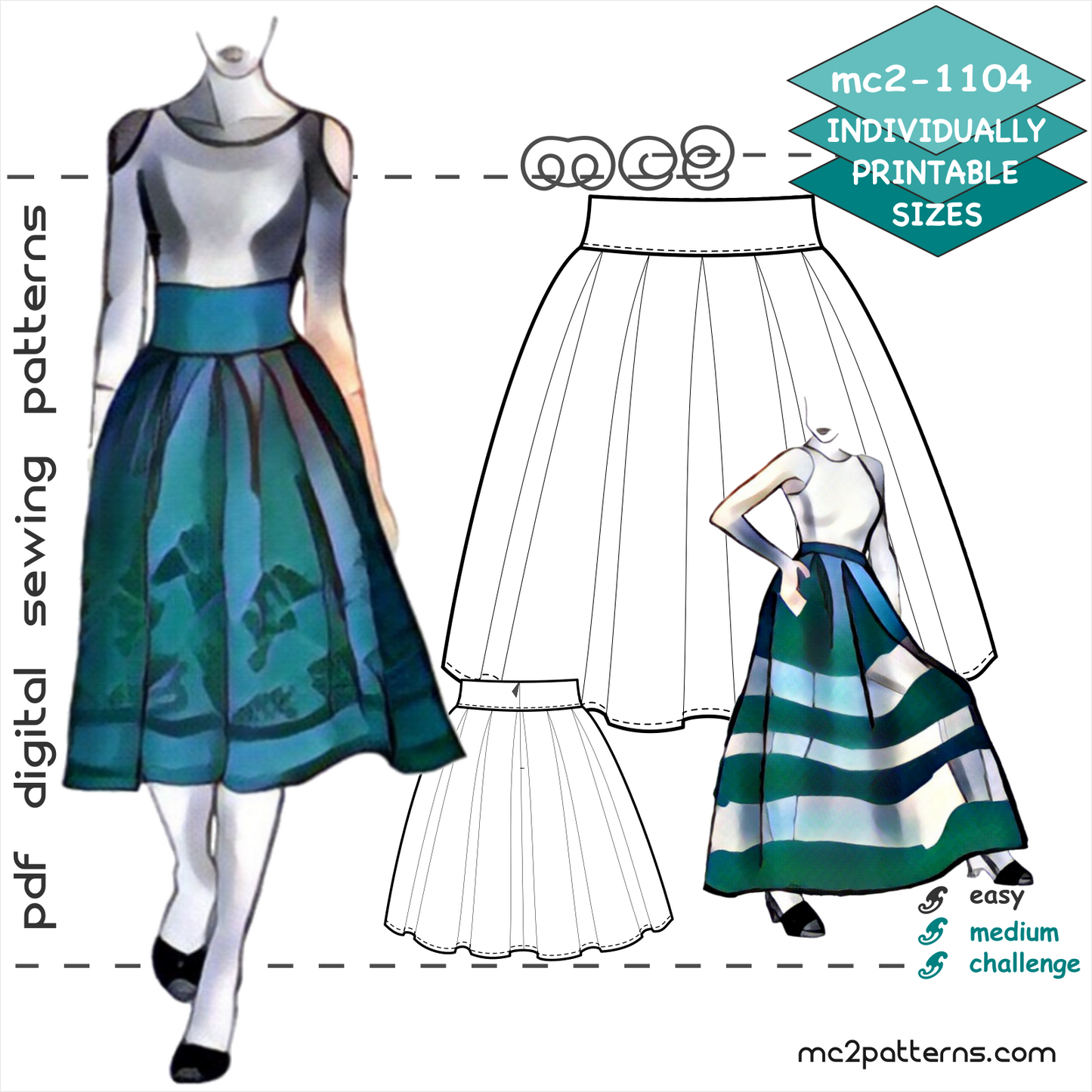Deep-Pleated Skirt with Shaped Waistband