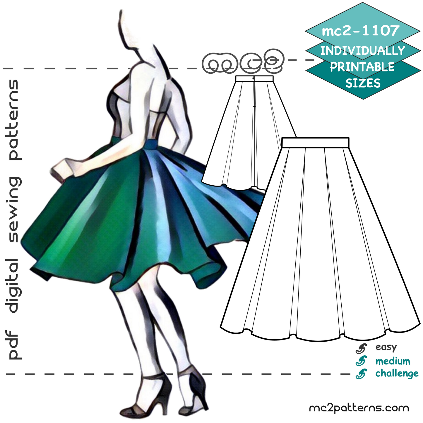 Deep-Pleated Flared Skirt