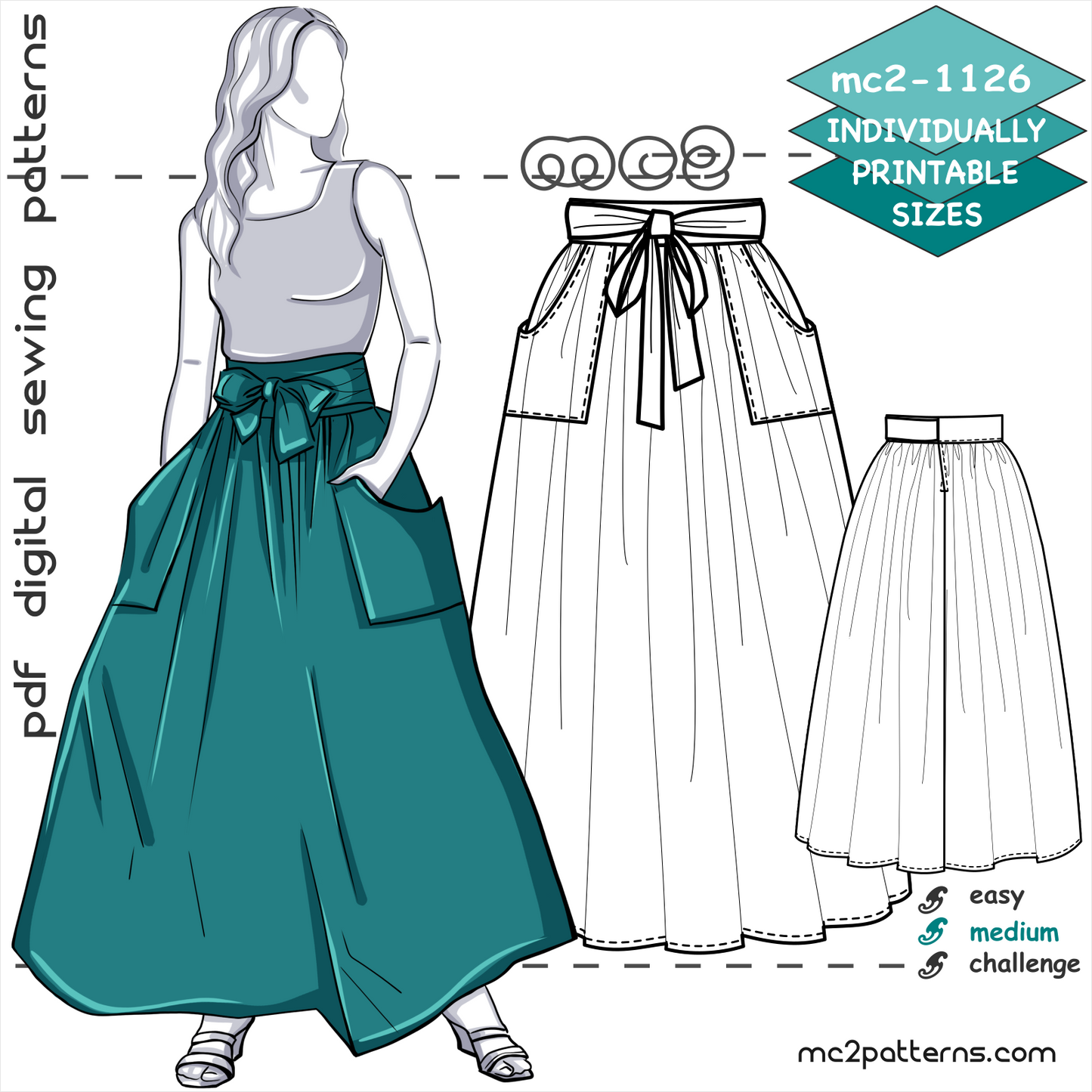 Maxi Wide Peasant Waist-wrap Skirt