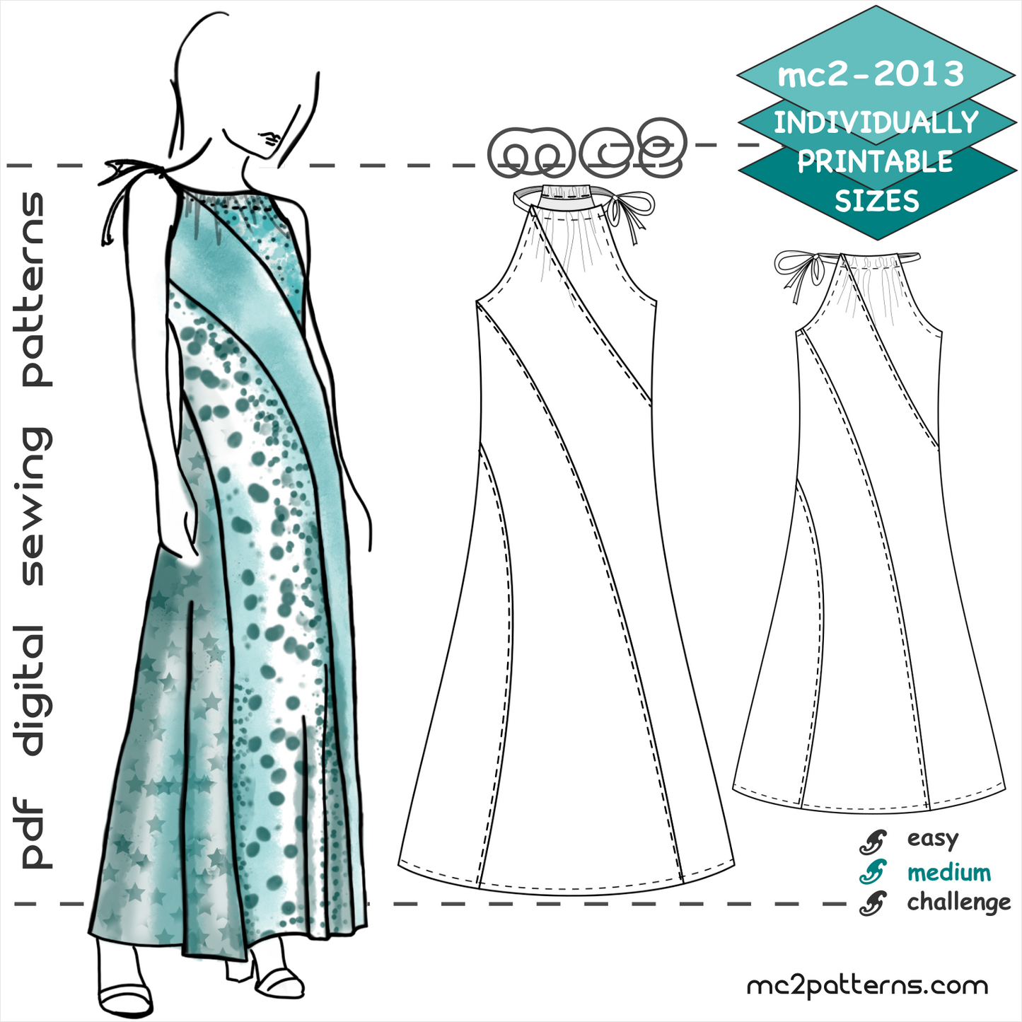 Slimming-Effect Swirl-Panel Maxi Sundress