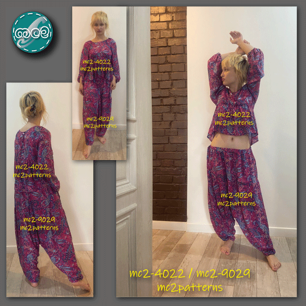 Pull-on Harem Pants Loose-fit Dropped-crotch / mc2-9029