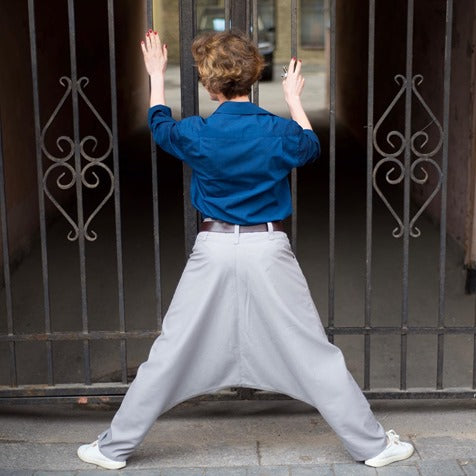 Smart Harem-style Pants with Buttoned Yoke & Pockets