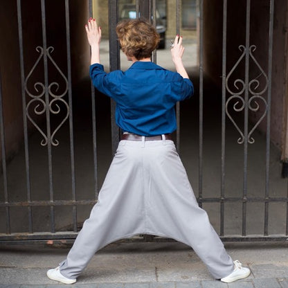 Smart Harem-style Pants with Buttoned Yoke & Pockets