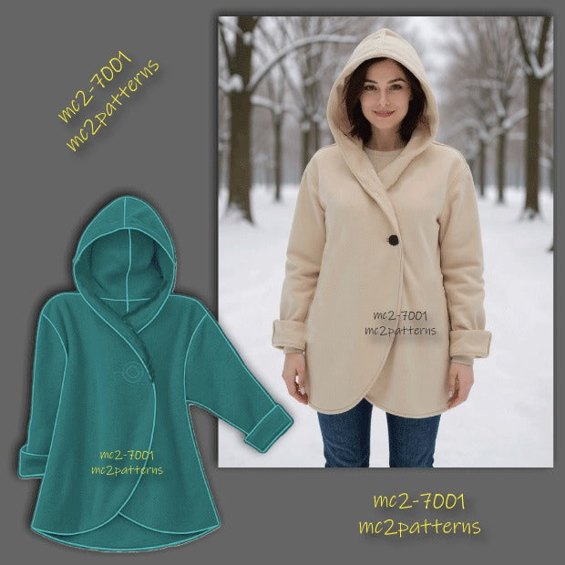 Short Wrap Coat Loose-fit Hooded NO-lining Maternity-suitable