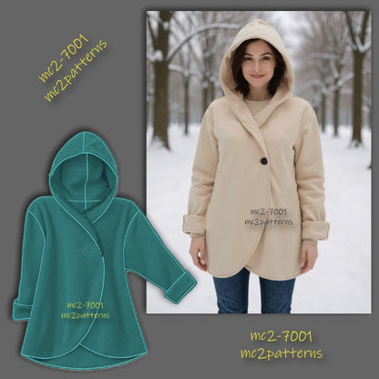 Short Wrap Coat Loose-fit Hooded NO-lining Maternity-suitable