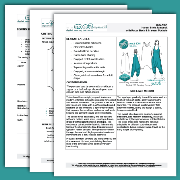 Harem-style Jumpsuit, Racer-back / mc2-1001