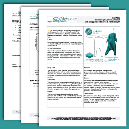 Exaggerated-length Harem-style Jumpsuit / mc2-1002