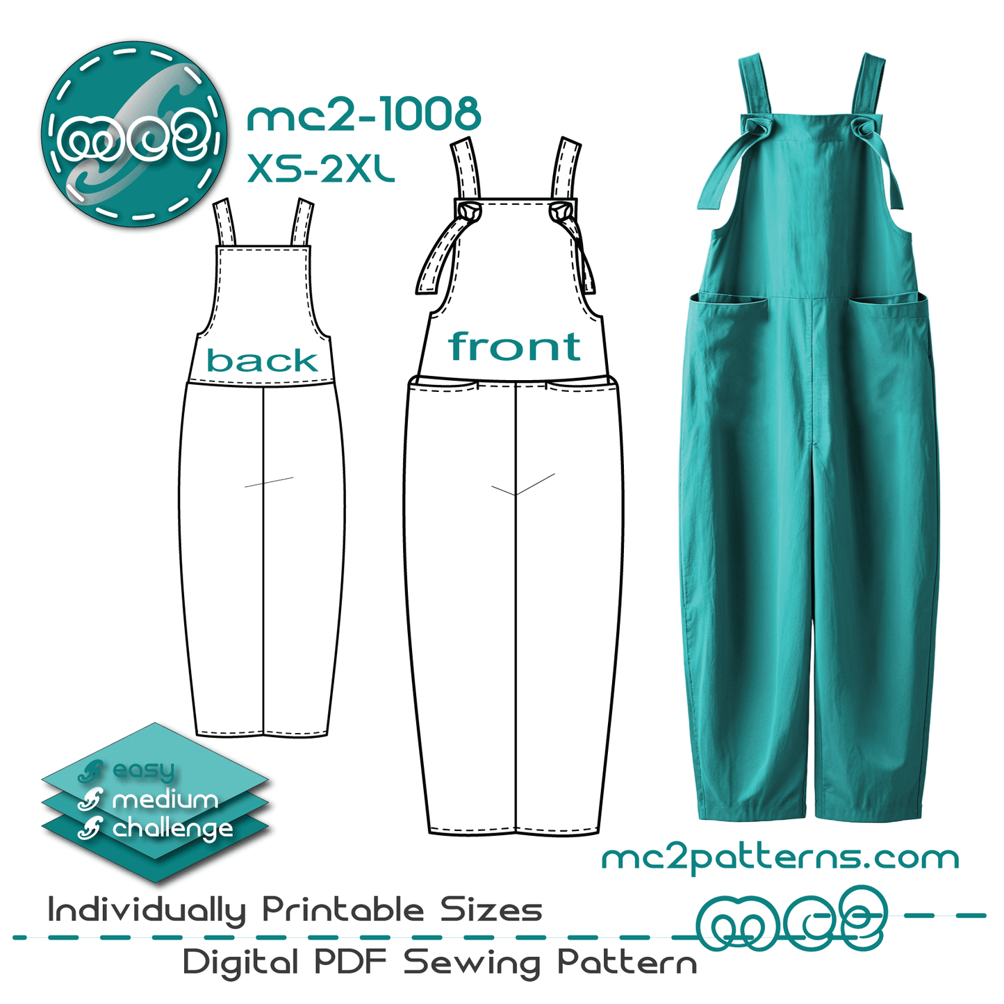 Loose-fit Cropped Overall Jumpsuit / mc2-1008