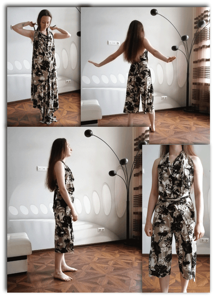 Wrap-around Jersey Jumpsuit/Sarong with Halter-Neck