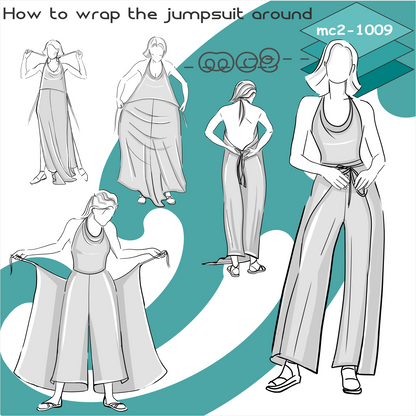 Wrap-around Jersey Jumpsuit/Sarong with Halter-Neck