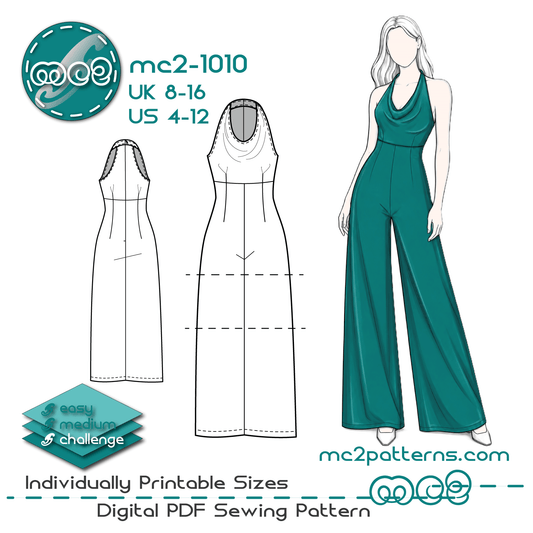 Jumpsuit, Open Shoulders, Cowlneck, High-waisted Palazzo / mc2-1010