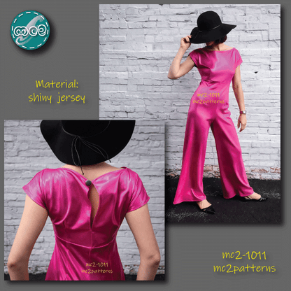 Jumpsuit, Boat-neck, High-waisted Palazzo / mc2-1011
