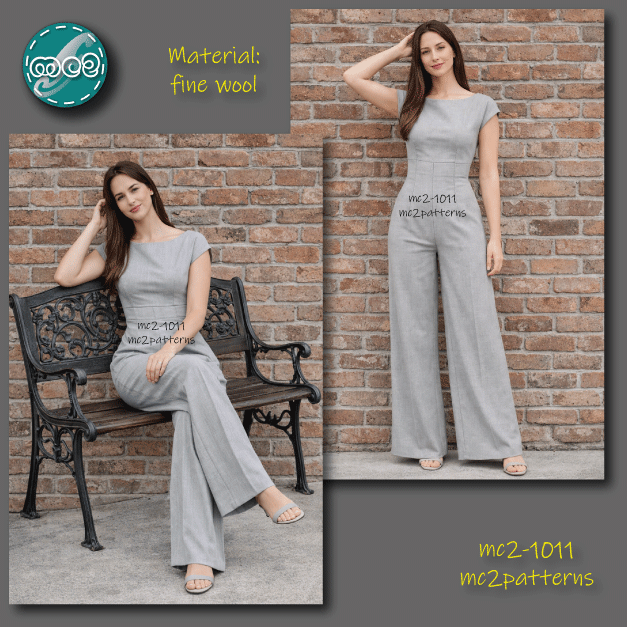Jumpsuit, Boat-neck, High-waisted Palazzo / mc2-1011