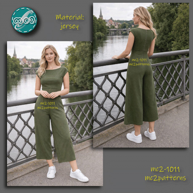 Jumpsuit, Boat-neck, High-waisted Palazzo / mc2-1011