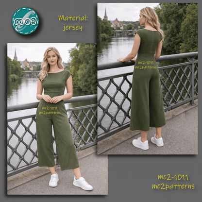 Jumpsuit, Boat-neck, High-waisted Palazzo / mc2-1011
