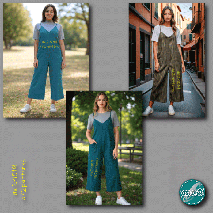 Loose Jumpsuit with Cropped Palazzo Bottom / mc2-1019
