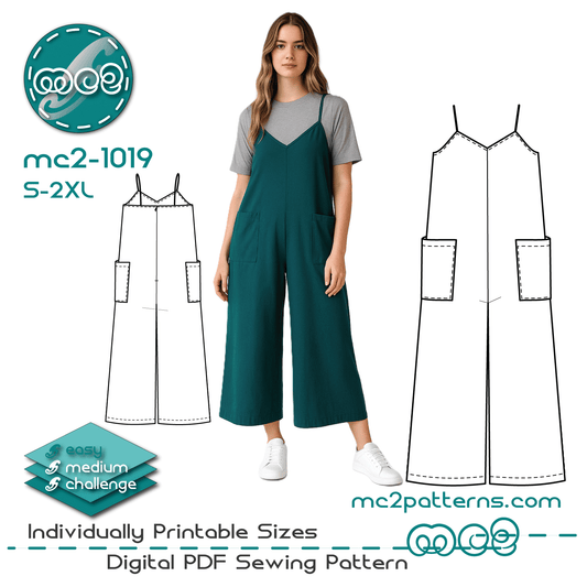 Loose Jumpsuit with Cropped Palazzo Bottom / mc2-1019