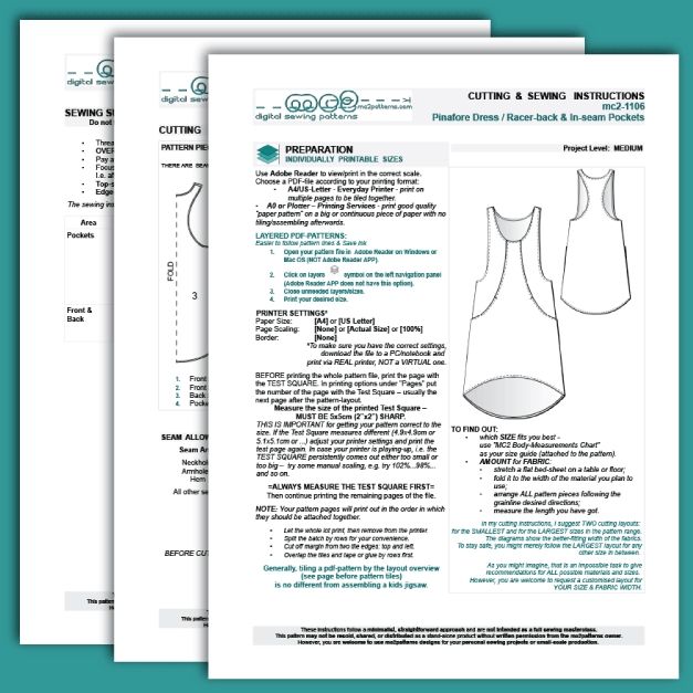 Racer-back Pinafore Jumper Dress, Dropped Hem, Inseam Pockets / mc2-1106