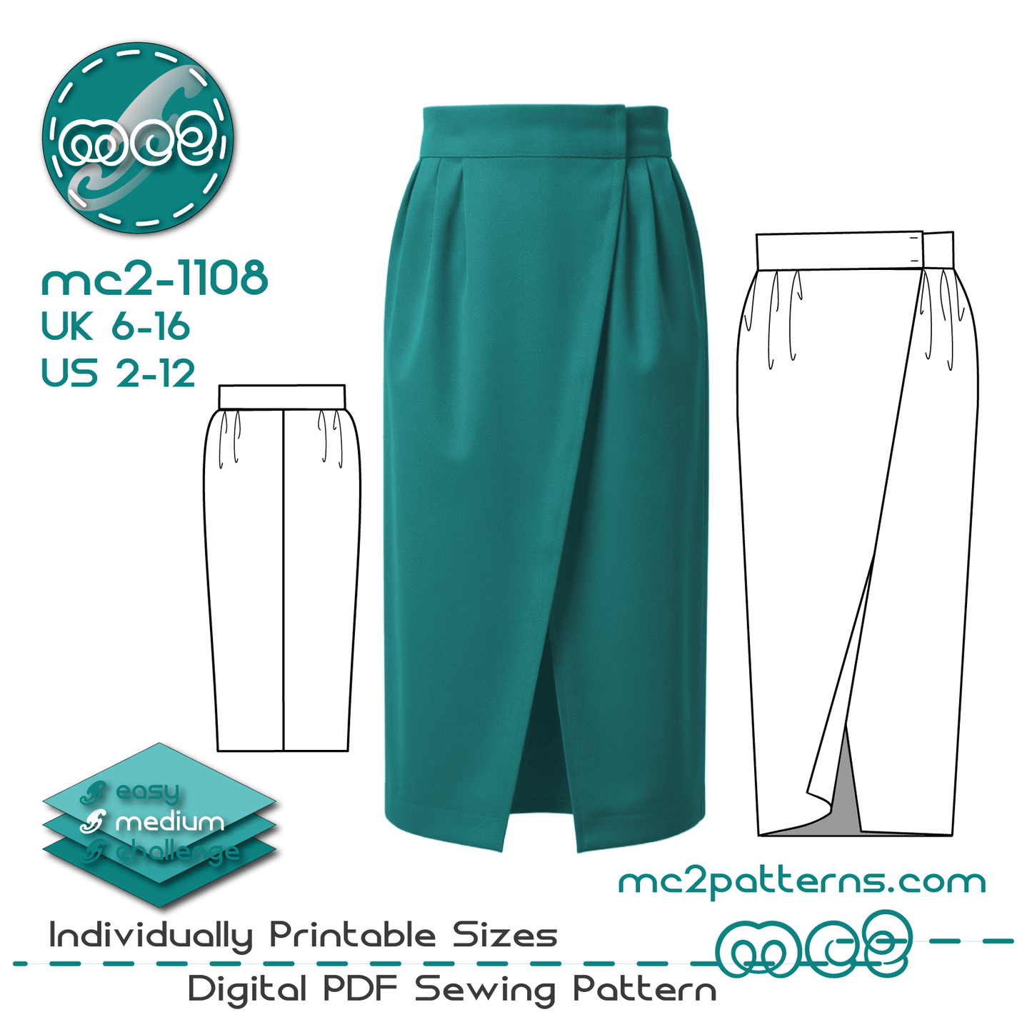 Tulip Wrap Skirt No-side-seam / mc2-1108