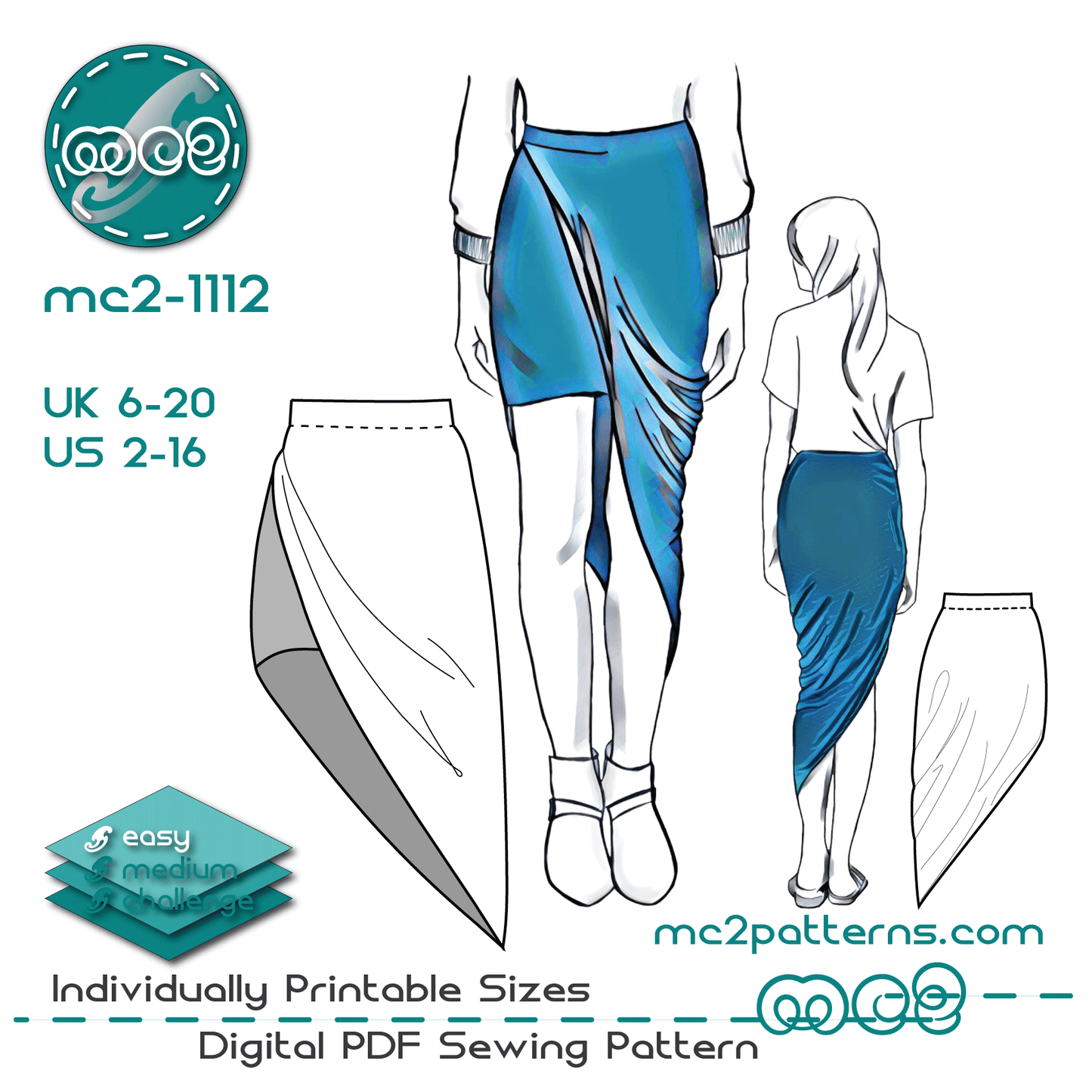 Easy-to-Make Jersey Twisted High-Low Skirt / mc2-1112