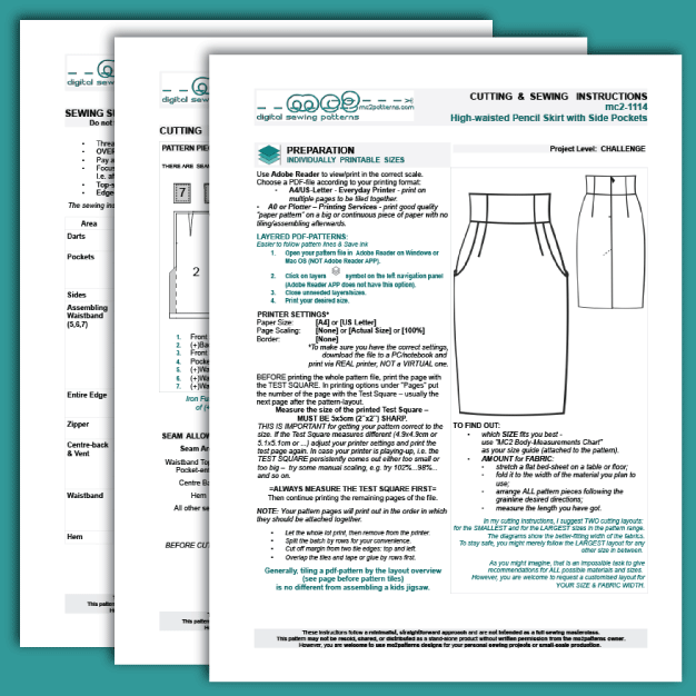 High-waisted Pencil Skirt, Back Vent / mc2-1114