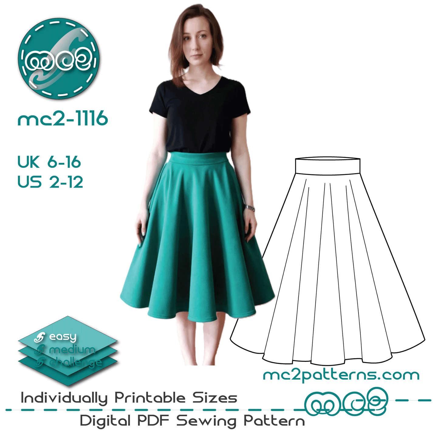 Pull-on Circle Skirt Jersey / mc2-1116
