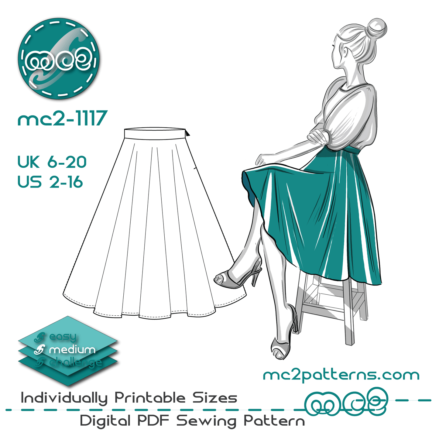 Classy Circle Skirt with Zipper / mc2-1117