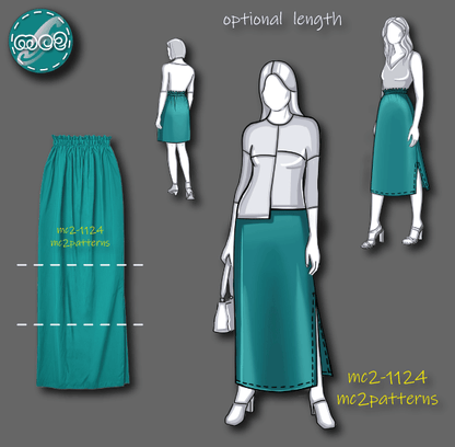 Pull-on Paper-bag Pencil Skirt with Back-darts / mc2-1124