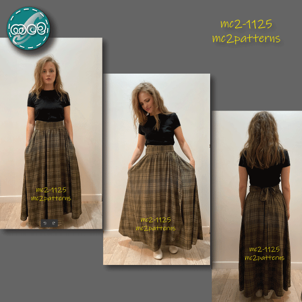 Wrap Maxi Skirt Flared Peasant / mc2-1125