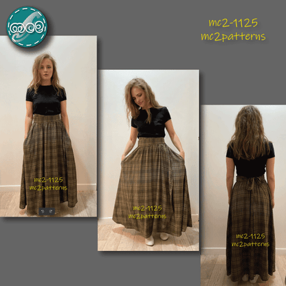 Wrap Maxi Skirt Flared Peasant / mc2-1125