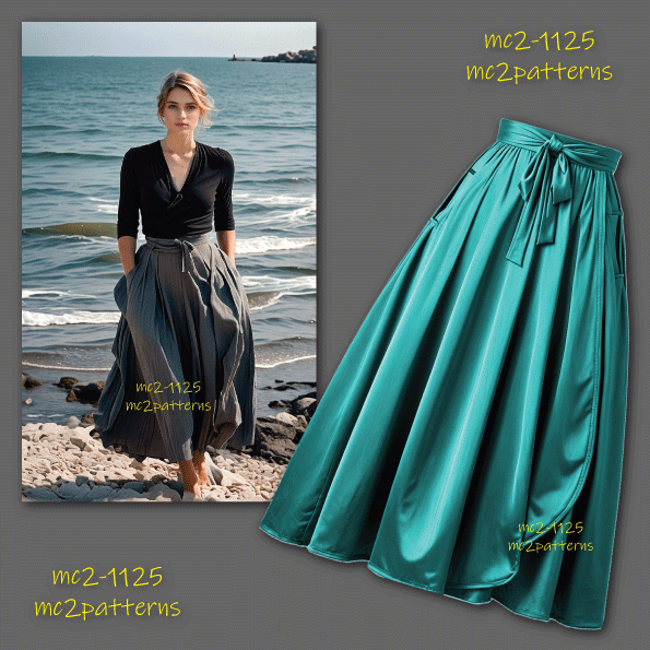 Wrap Maxi Skirt Flared Peasant