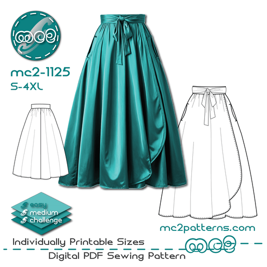 Wrap Maxi Skirt Flared Peasant / mc2-1125