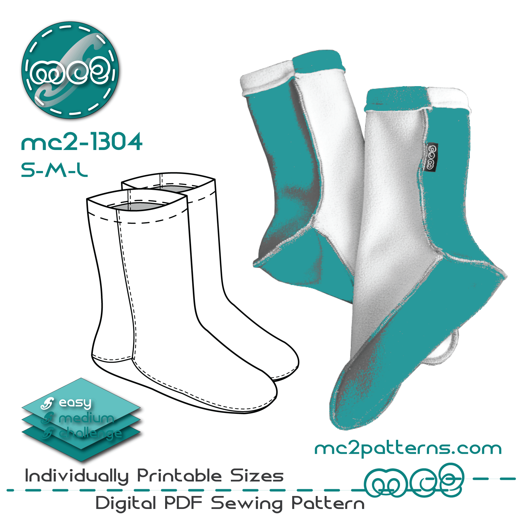 Easy-to-Make Fleece Socks / mc2-1304 – MC2patterns