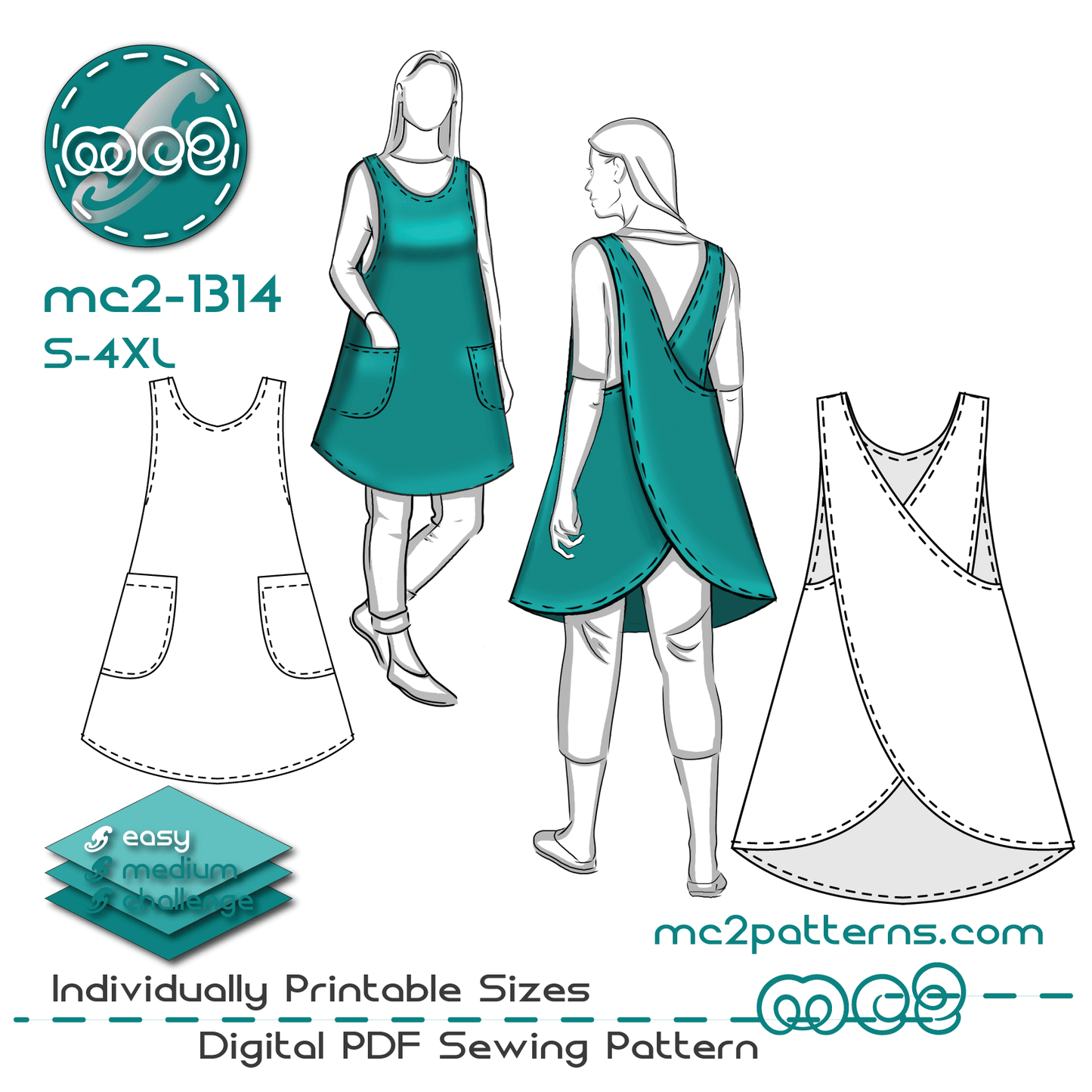 Cross-back Apron A-line NO-lining Japanese-style / mc2-1314