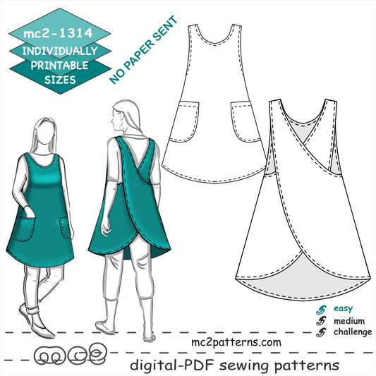 Cross-back Apron A-line NO-lining Japanese-style