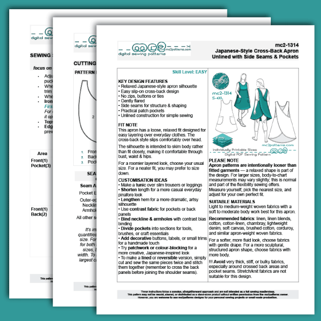 Cross-back Apron A-line NO-lining Japanese-style / mc2-1314