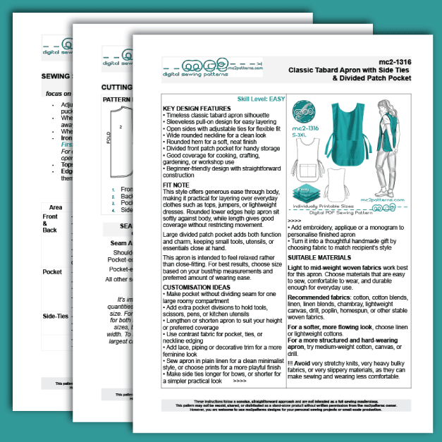 Classic Tabard-Apron Easy-to-make / mc2-1316