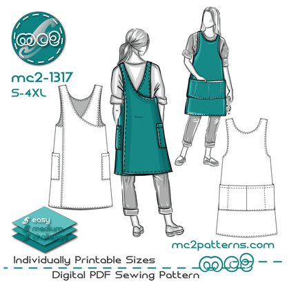 Cross-Back Pinafore Apron Straight Boxy Japanese-style / mc2-1317