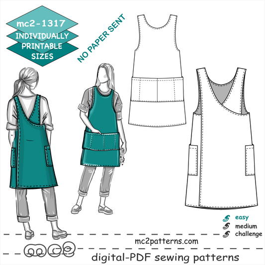 Cross-Back Pinafore Apron Straight Boxy Japanese-style