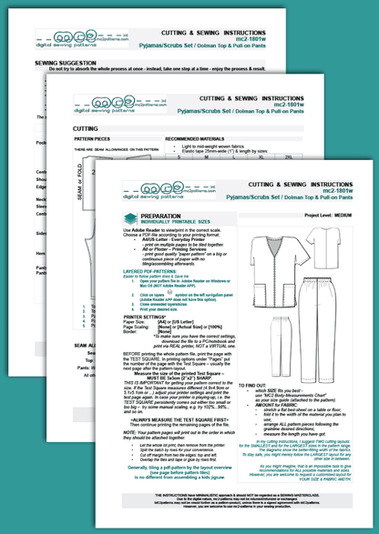 Pyjamas/Scrubs/Lounge/Holiday Set/Outfit of Dolman Top & Pull-on Pants