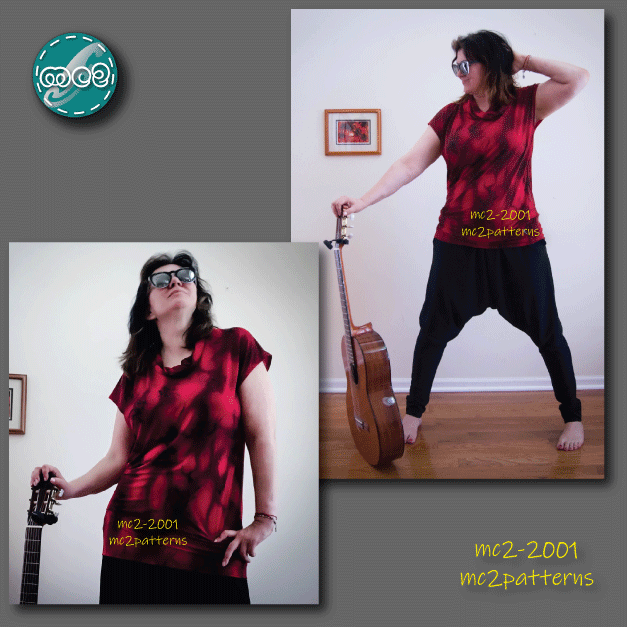 Shift Dress Tunic Drop-shoulder Cowl-neck / mc2-2001