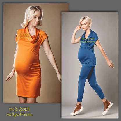 Shift Dress Tunic Drop-shoulder Cowl-neck